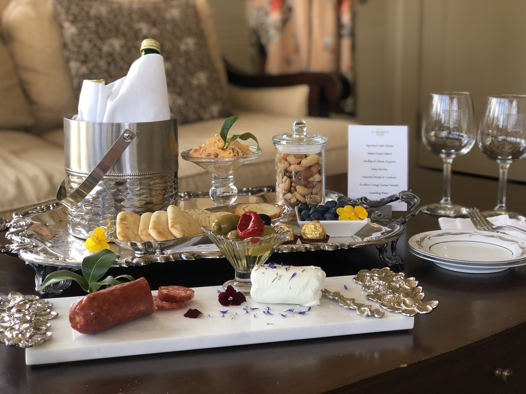 A plate of gourmet treats at Stonehurst Place
