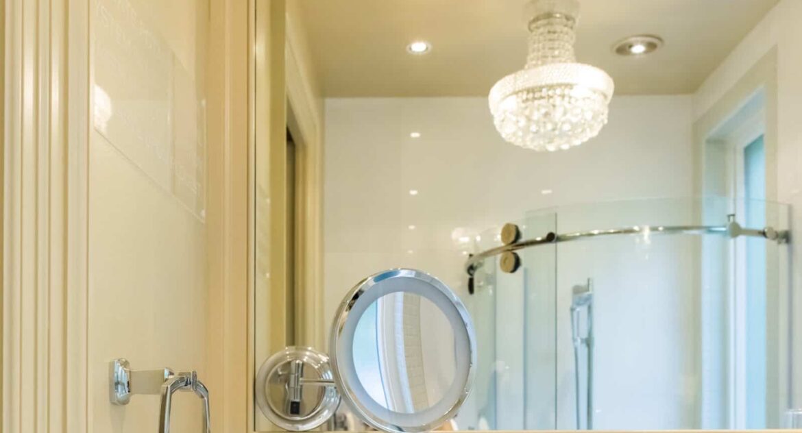 Piedmond bathroom sink with mirror above in Stonehurst Place