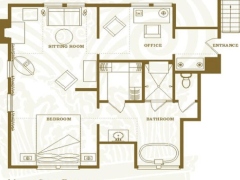 Floorplan of Master Suite guest room at Stonehurst Place
