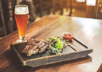 Beer and steak at a Midtown Atlanta Bar