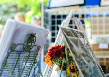 Flowers and paintings at the Piedmont Park Arts Festival