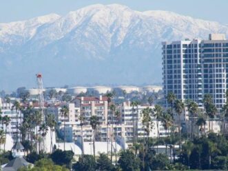 The skyline view of Long Beach, California